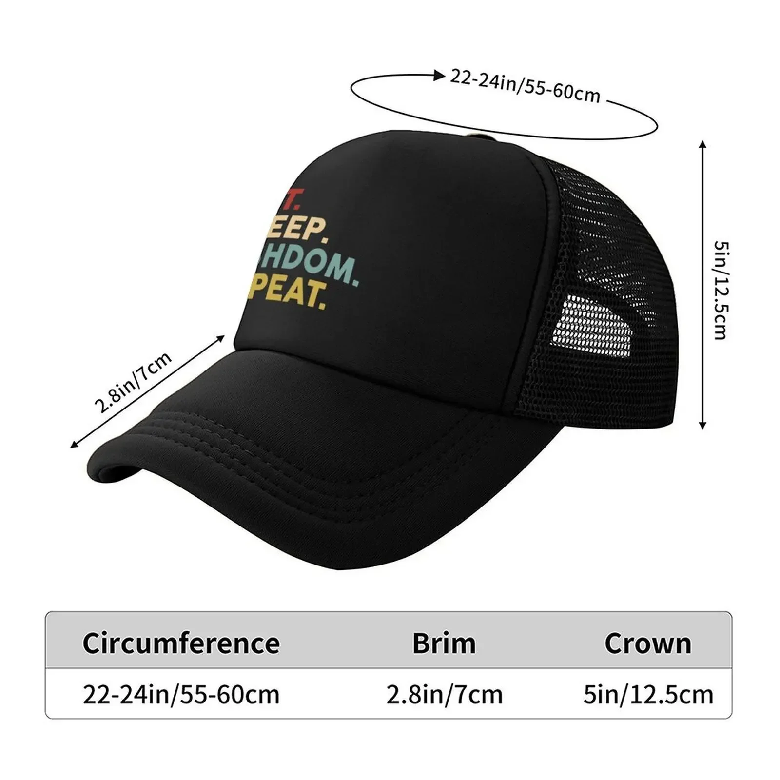New Eat sleep Fishdom repeat Baseball Cap Anime designer cap foam party Hat Hood Mens Women's