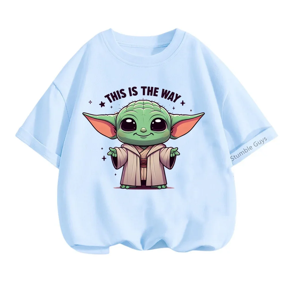 Boys Yoda T Shirt Girls Kids Children Tops Tshirt Short Sleeves Summer Baby Yoda Clothes Print Cartoon Tee Child Clothing