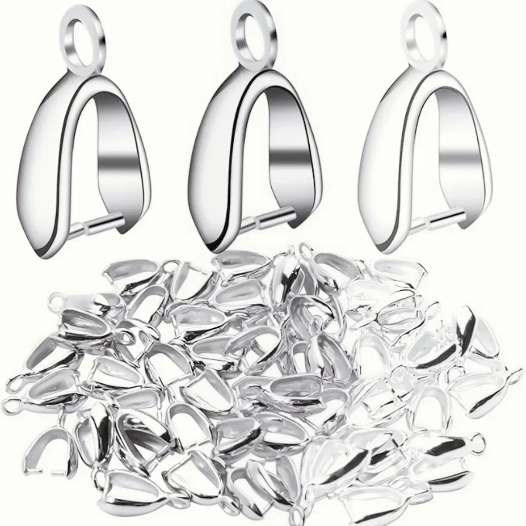 20/50/100PCS 925 Silver and Gold Plated Copper Clip Pendants Base for DIY Necklace Earring Jewelry Making 5*9MM