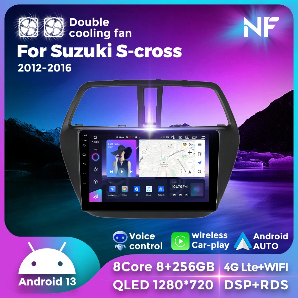 

2 Din Android 13 Car Radio for Suzuki SX4-CROSS 2014-2017 Wireless CarPlay Android Auto Multimedia Player 7862 Dual Cool Fan RDS