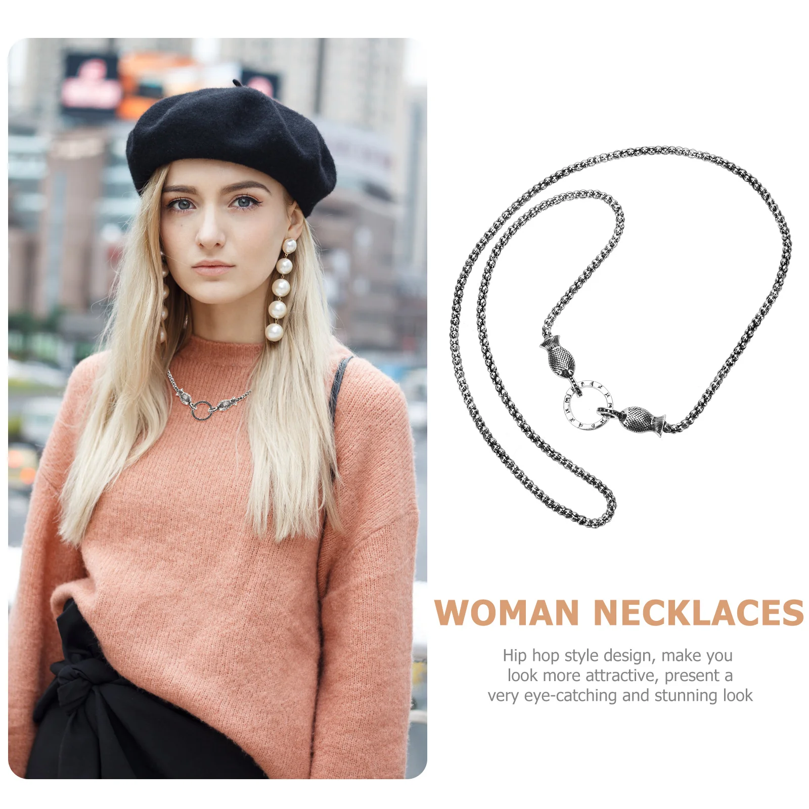 

Creative Fish Necklace Pendant Charming Design for Women Pisces Charm Long Sweater Necklace Party Jewelry Accessories