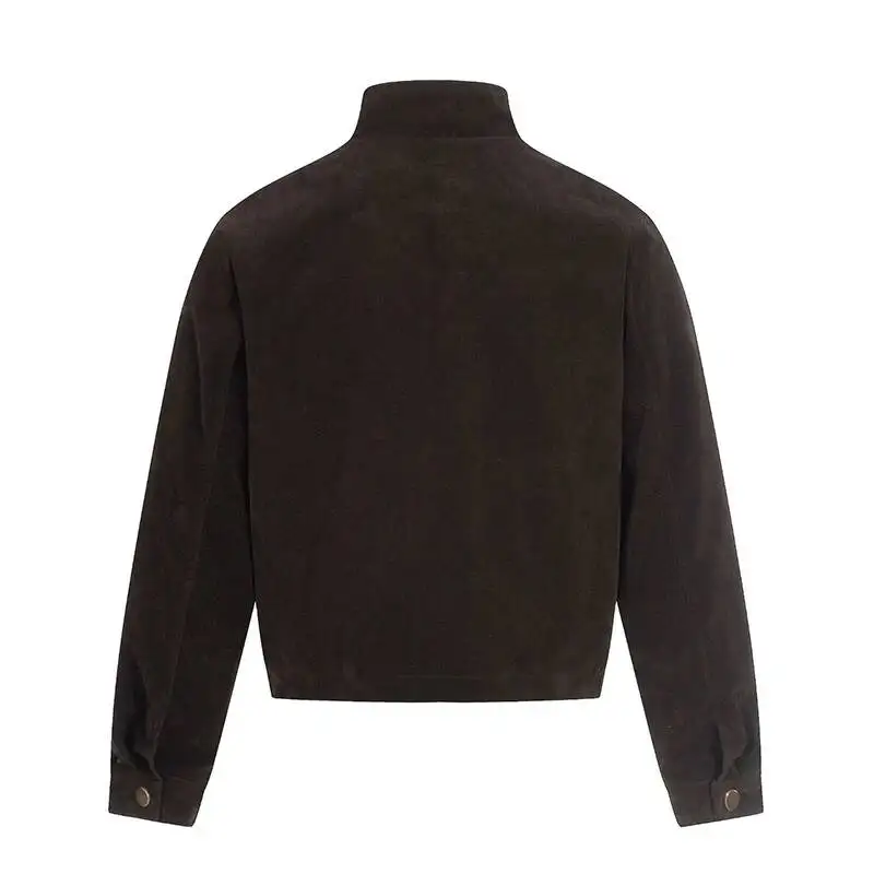 American Style Suede Airplane Button Embroidered Short Jacket Winter Warm Simple Solid Color Versatile Men's Coats CDFR5