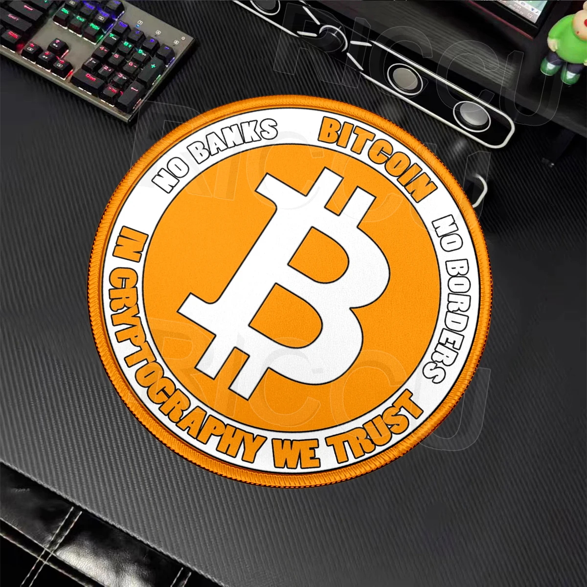 Bitcoin Round Mousemat Computer Accessories Trader Desk Pad Gaming Keyboard Mousepad Office Anti-slip Washable E-Sports Carpet