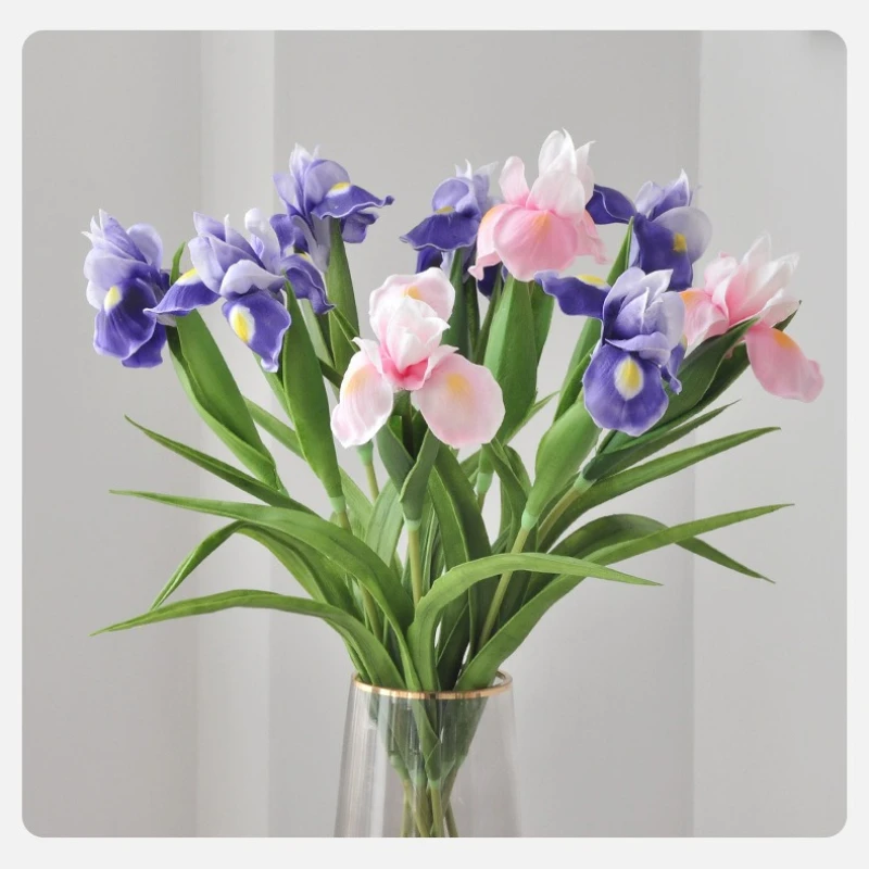 23 بوصة زهرة القزحية الاصطناعية الجذعية الحرير فو الزهور ديكور المنزل ترتيب الزفاف غرفة الطعام عرض التصوير الدعامة #6