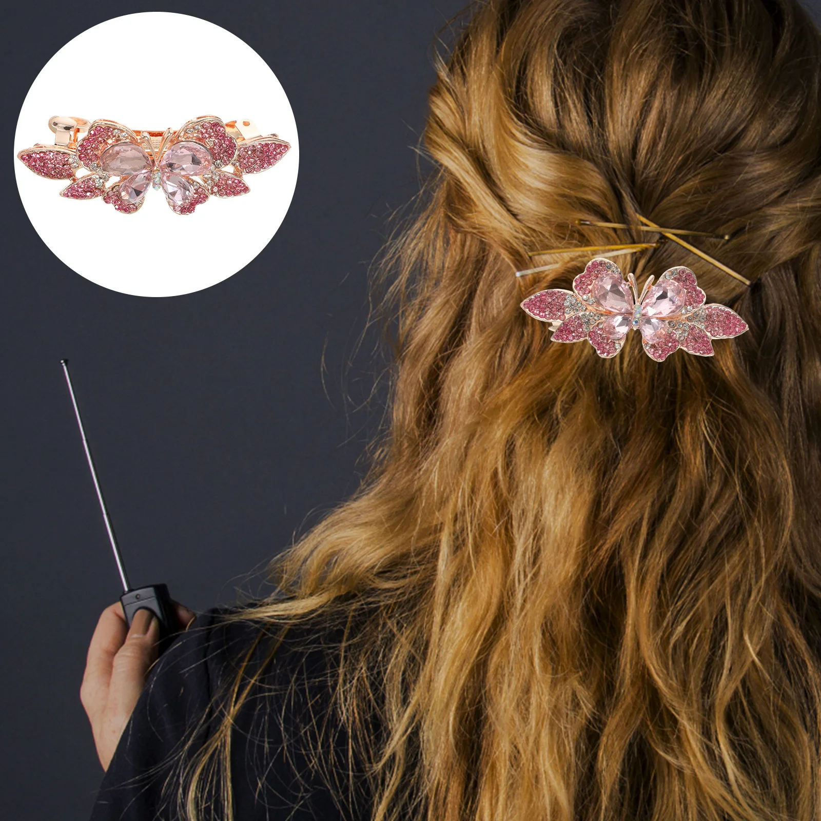 

Rhinestone Butterfly Hairpin Women Sparkly Accessory Wedding Prom Barrettes Elegant Traditional Beauty Styling