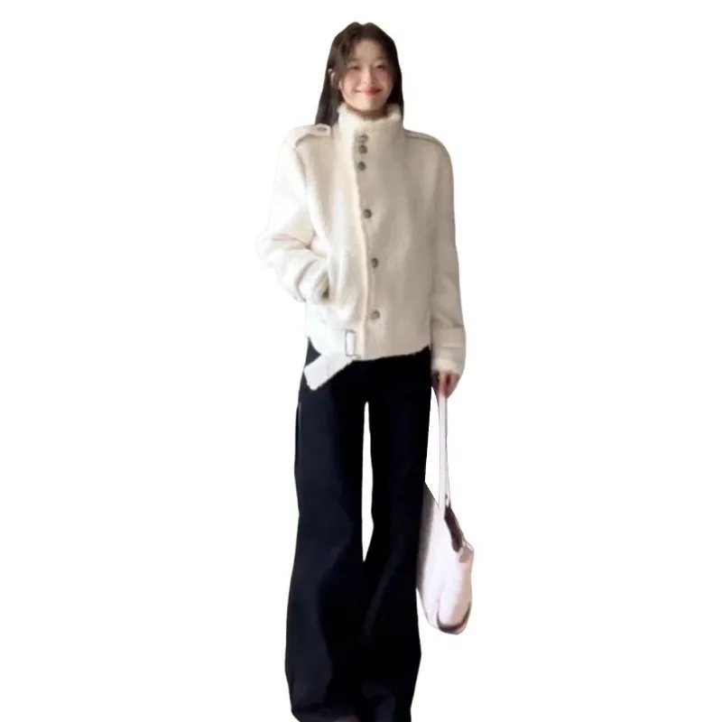 2026 Japanese Holidays Turtleneck Overcoat Women Japanese Kawaii Faux Fur Jackets for Girls Y2k Sweet Vintage Coats Chic Elegant