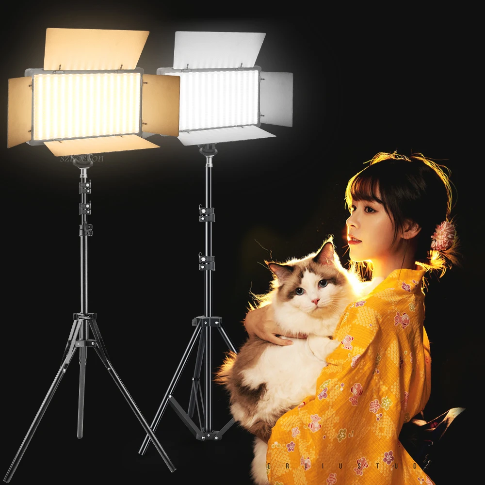 

LED Video Light With Tripod Stand Dimmable Panel Remote Control Video Recording Photographic Studio Live Photography Fill Lamp