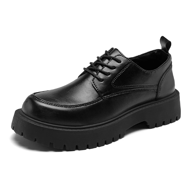 

Black Brown Thick Sole Formal Leather Derby Shoes for Men Luxury Designer Platform Casual Shoes Wedding Dress Oxfords Shoes Man