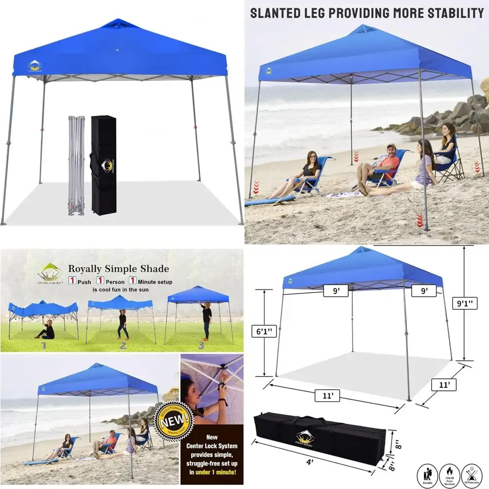 

9x9 Slanted Leg Pop Up Canopy Tent for Enhanced Stability - Ideal Outdoor Sun Shelter and Beach Tent with 1