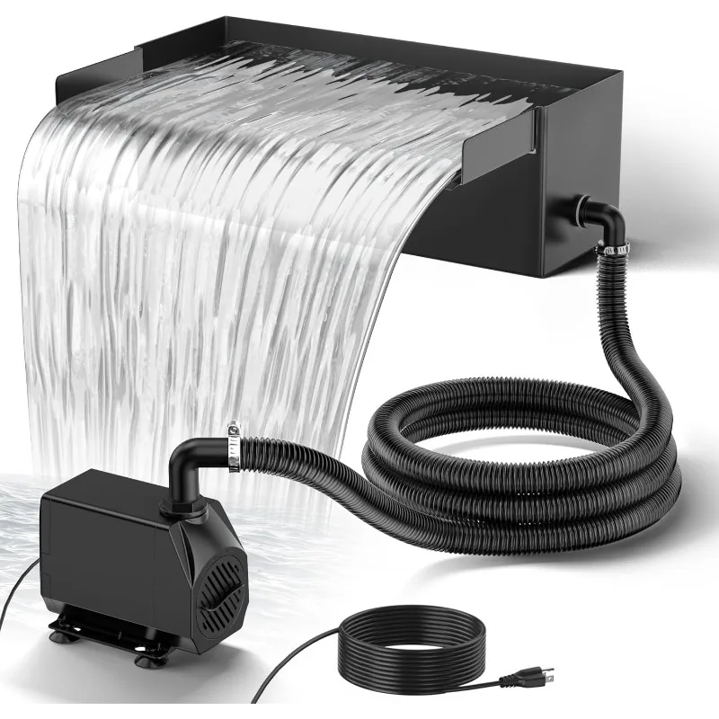 

Pond Waterfall Spillway Kit with Pump And Spillway Corrugated Tubing 304 Stainless Steel Garden FountainLandscape decoration
