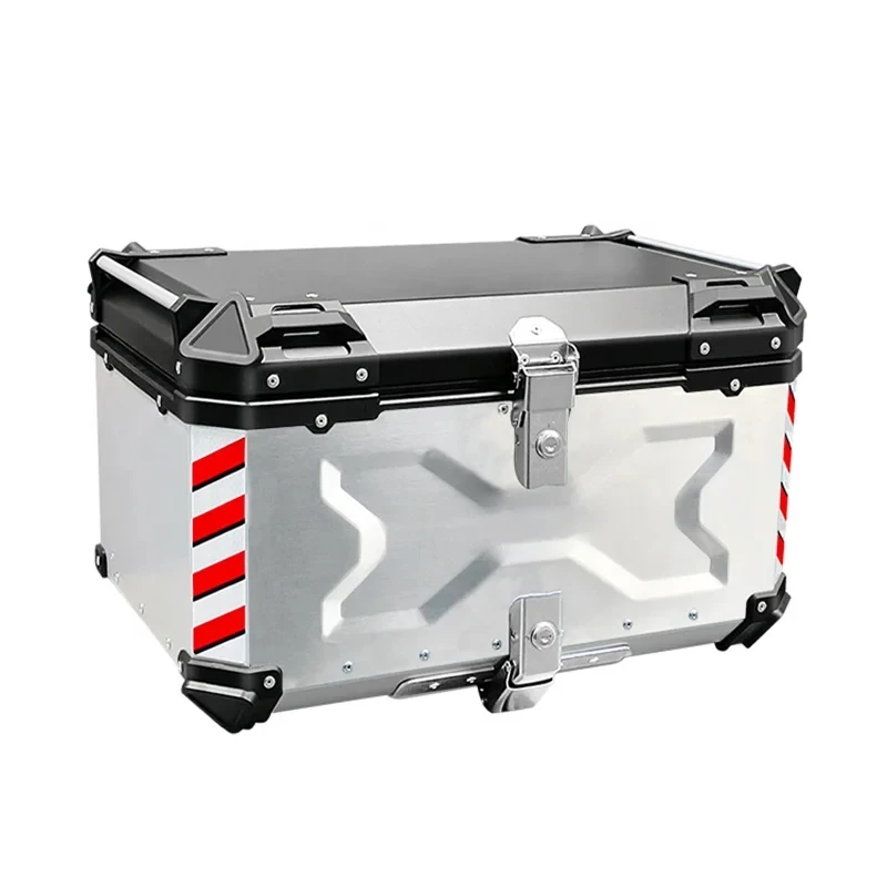 100L Silver+Black X Design F2-MOTO Alu Delivery Top Box Motorcycle