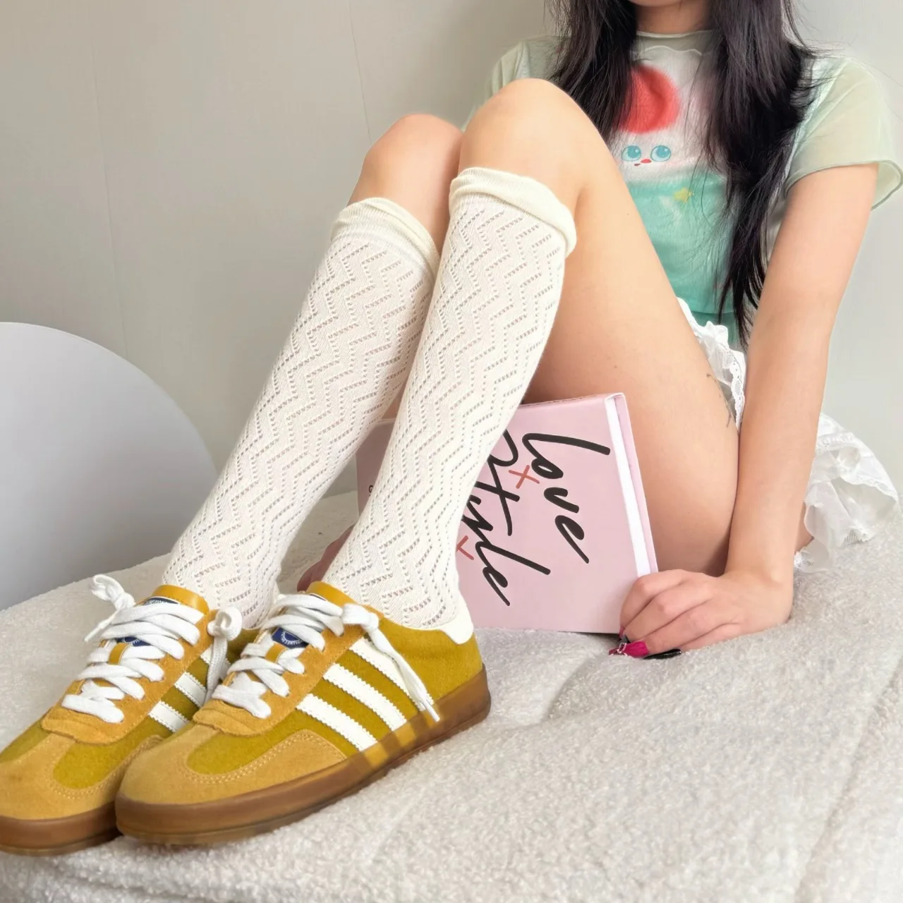 Summer Perforated Small Mesh Breathable Women's Calf Socks Colorful Wholesale Cotton Water Ripple Loose Lolita Mid-Tube Socks
