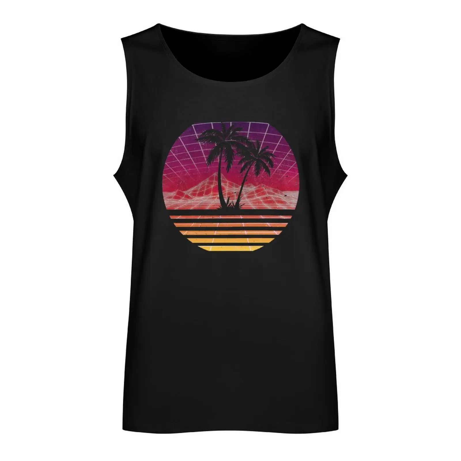 Modern Retro 80s Outrun Sunset Palm Tree Silhouette - Original Tank Top t shirts sports vest Men's singlets Gym t-shirt man