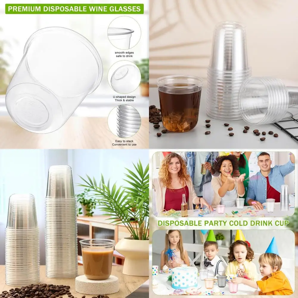 

12oz Clear Plastic Stemless Wine Glasses - 500 Pack for Weddings, Parties & Special Events