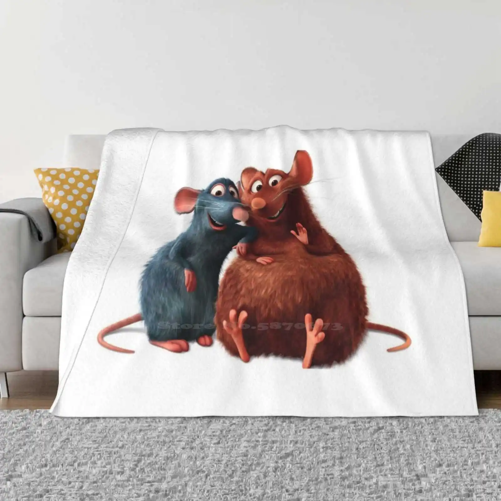 Remy And Emile Super Warm Soft Blankets Throw On Sofa/Bed/Travel Ratatouille Remy Emile Rats Mouse Chef Friends Cute Cartoon