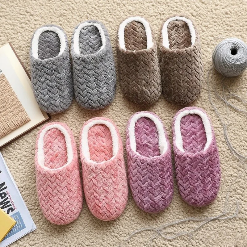 A Pair of Uni Fluffy Home Slippers,Soft Lightweight and Comfortable,fabric Home Indoor Autumn Winter Slippers|Multiple Colors