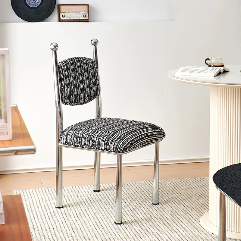 Nordic Living Room Chair,Metal Dining Stool,Soft Pack Leisure Chairs,Creative Backrest Stool,Home Mobile Seats,Retro Furniture
