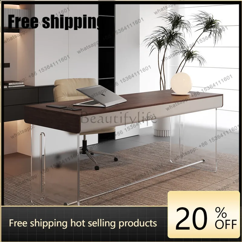 HJ Computer desk acrylic suspension modern simple study household small apartment writing desk
