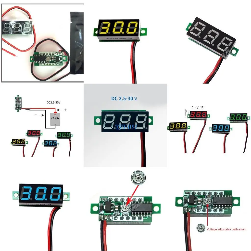 

E15A DC2.5V-30V Digital Voltmeter Tester Meter 0.28" LED Volt-Instrument Tool