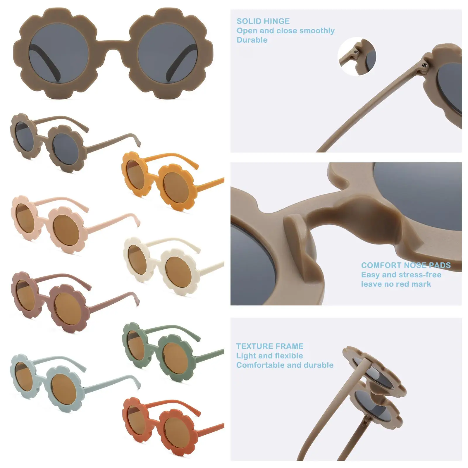 Gafas de sol redondas de flores para niños y niñas, anteojos de sol a prueba de rayos ultravioleta para bebés, anteojos encantadores, nuevos