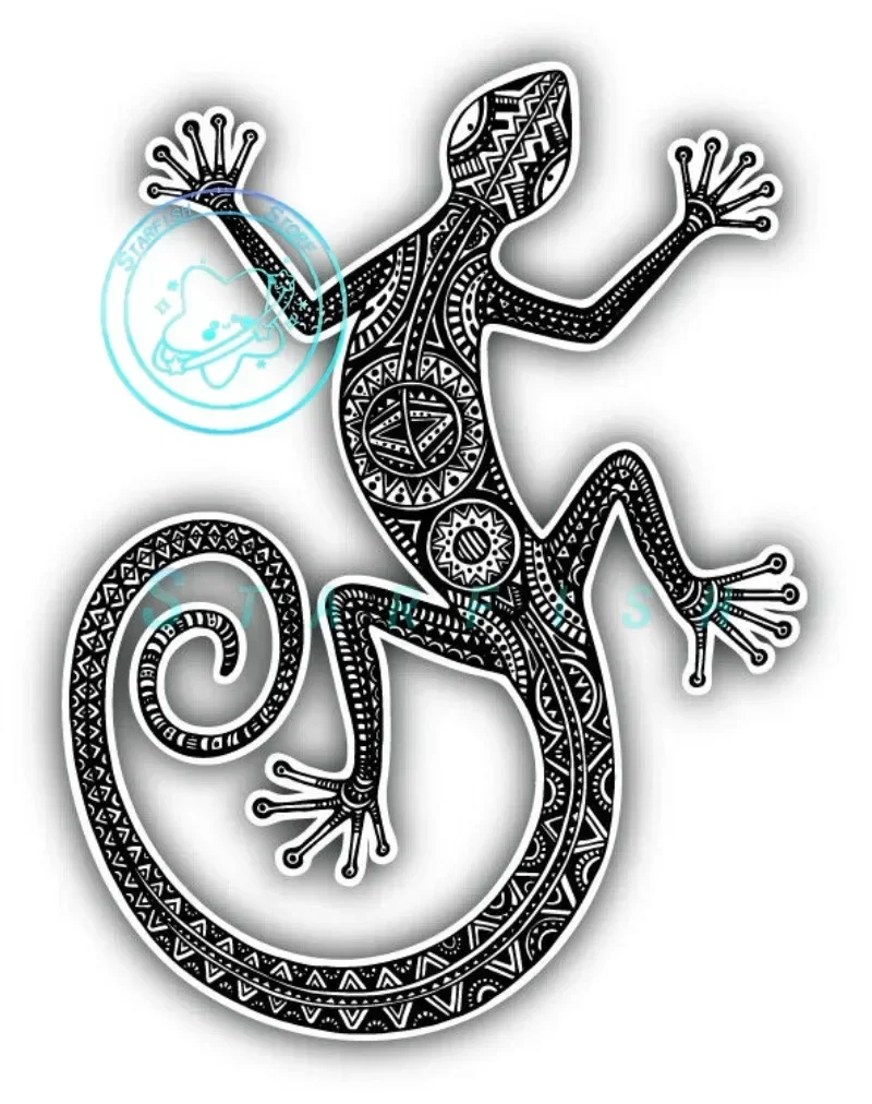 Ethnic Gecko Car Bumper Sticker Motorcycle Laptop Waterproof and Sunscreen PVC Material