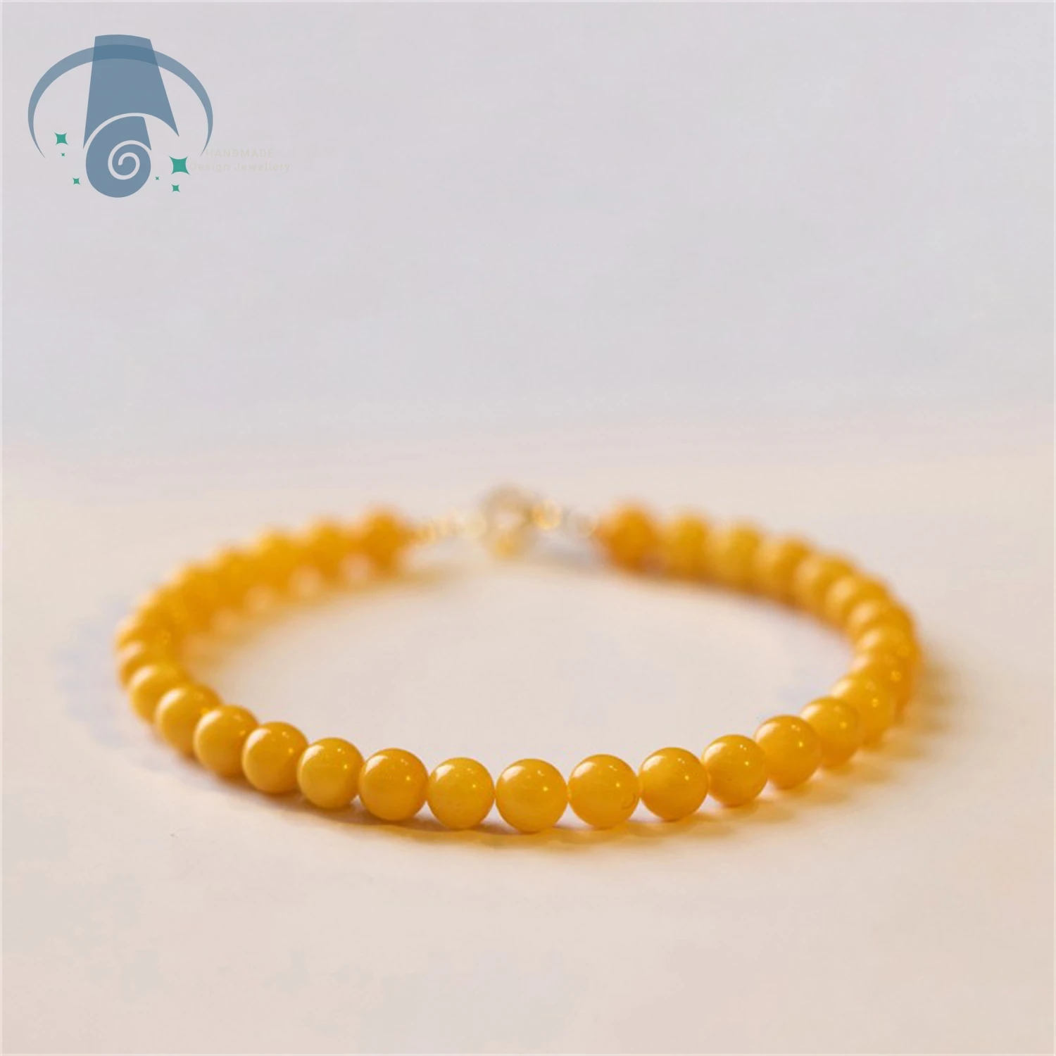 

Natural Amber Stone Bracelet Women Handcrafted Yellow Beads Simple Chic Style Lightweight Dainty Chain Minimalist Wrist Jewelry