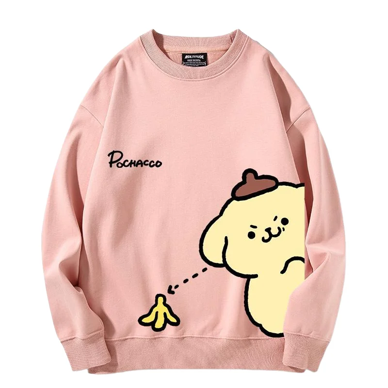 

Модный свитшот Sanrio с персонажем Почакко, осень 2026, для девочек, удобный пуловер для повседневной носки, свободный, сохраняющий тепло, парный образ, в корейском стиле