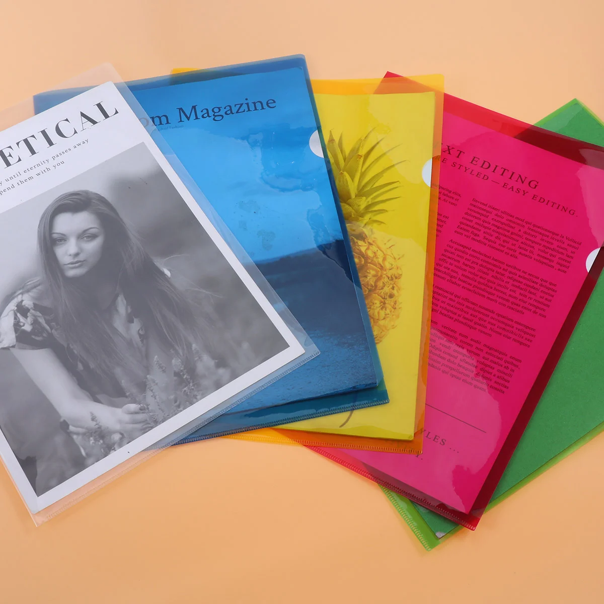 20 PCS Pp Paper Project Pocket Clear Envelopes File Transparent Folder Document Expanding Wallet