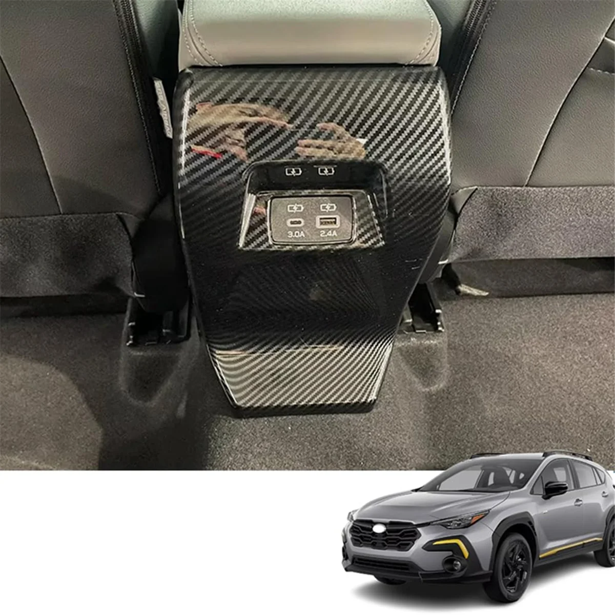 For Subaru Crosstrek 2023 2024 Rear AC Air Vent Outlet Cover Trim Interior Accessories (ABS Carbon Fiber)