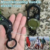 Retractable Carabiner Keychain Heavy Duty Retractable Keychain with Compass Steel Wire Carabiner Badge Reel Holder for Outdoor