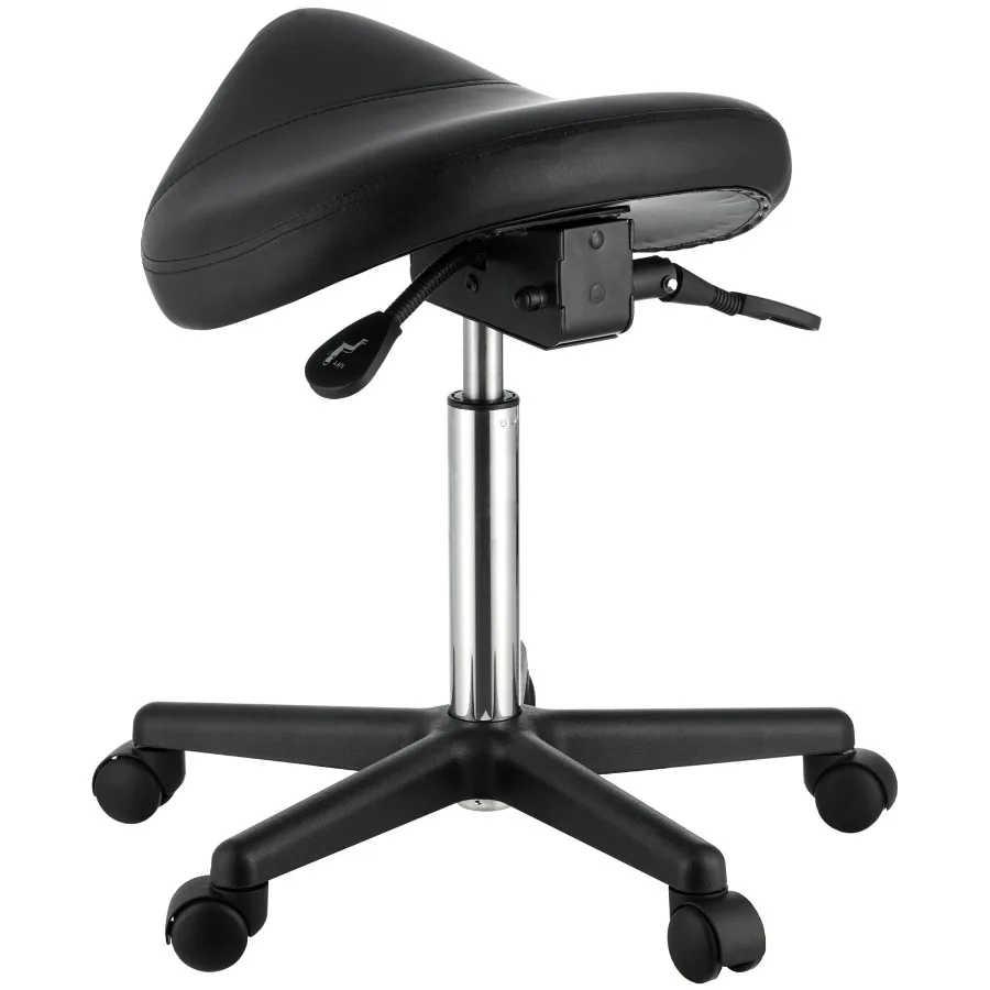 

Saddle Stool with Wheels 400 LBS Weight Capacity Ergonomic Rolling Saddle Stool Height Adjustable Thickened PU Leather Swivel S