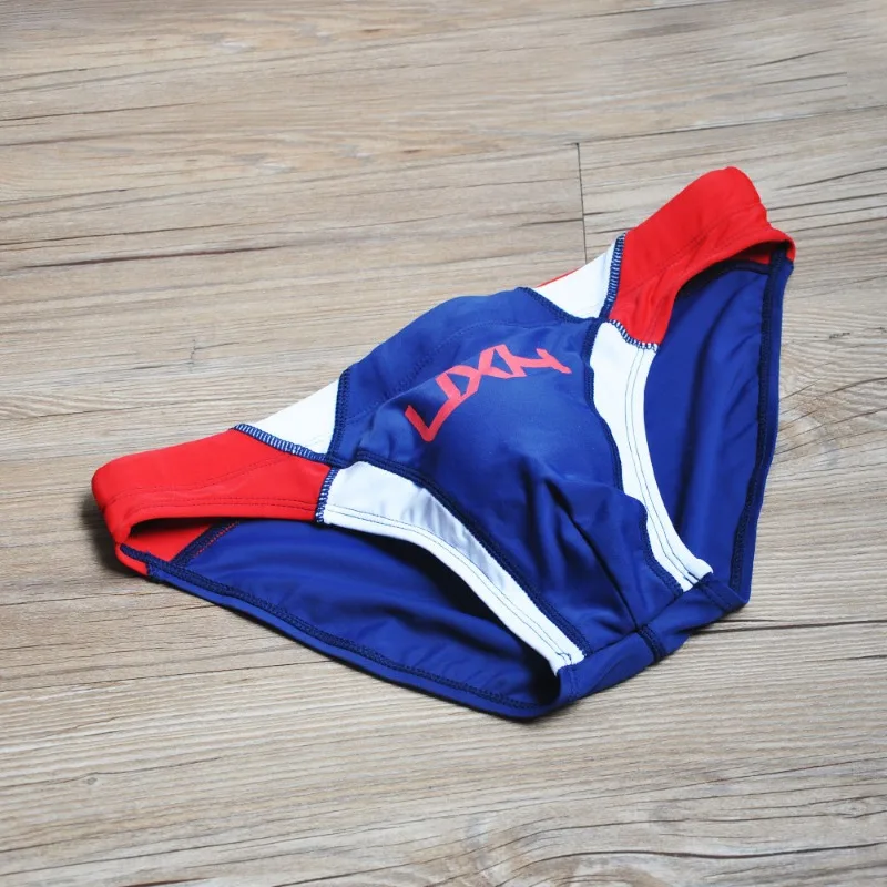 2025 men's fashion stitching briefs Japanese show beach swimming trunks close-fitting briefs UXH026