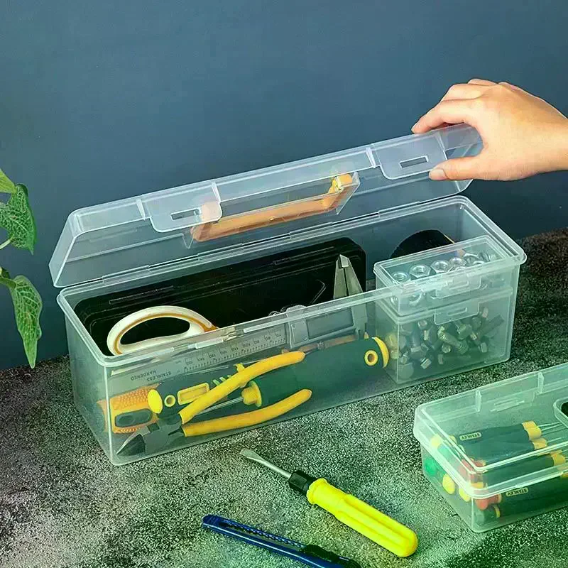 Professional 7-Piece Tool Organizer Set,Transparent Parts Storage With Dividers-Portable Case For Screws,Wrenches & DIY Hardware