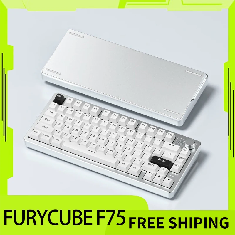 

Клавиатура Furycube F75 Rgb из алюминиевого сплава клавиатура на заказ прокладка Pbt 2,4g трехрежимная клавиатура для настольного компьютера Windows/Mac