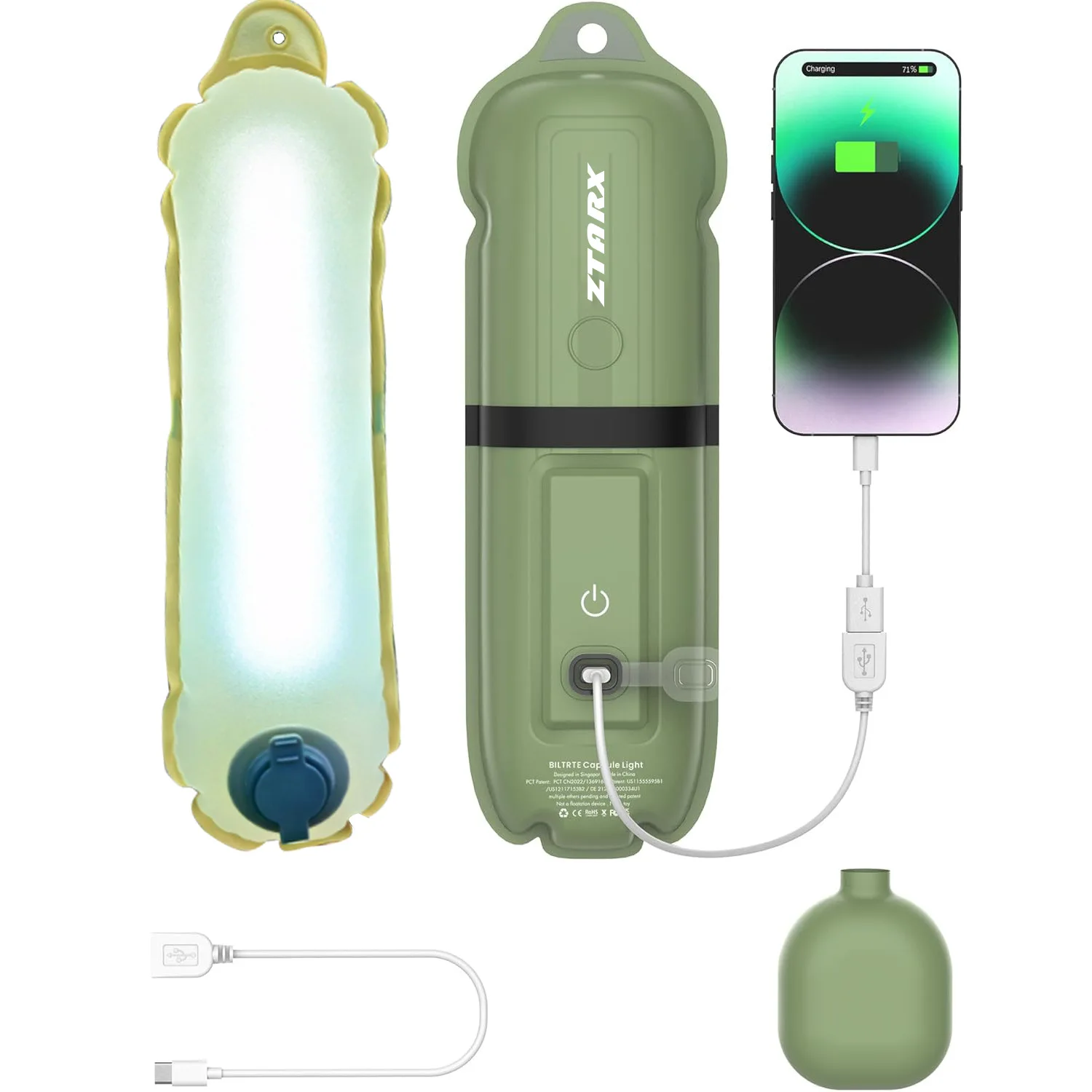 Ztarx Patented Outdoor Folding Inflatable Camping Light, Solar Inflatable Light,Folding Portable Inflatable Light Led Dual Tone