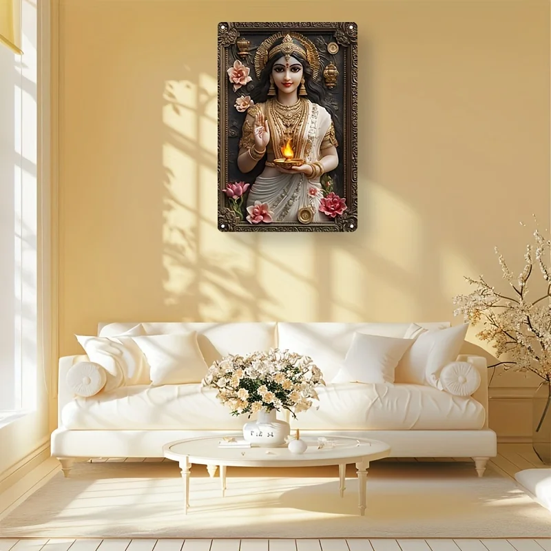 Contemporary Aluminum Parvati Wall Hanging Sign, Religious 2D Square Plaque for Multipurpose Use, Ideal for Home