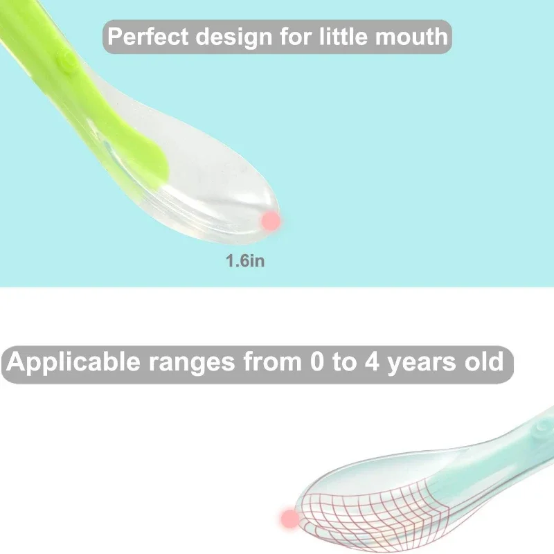 ช้อนซิลิโคนเด็กปลอดสาร BPA First Stage ทารกช้อนอ่อนเด็กการฝึกอบรมช้อนให้อาหารเด็กวัยหัดเดินช้อนอาหารเสริม