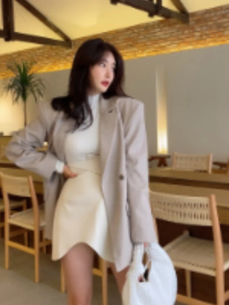 الرجعية الصغيرة ence تصميم اثنين زر با سبليت مربوط عارضة المرأة البدلة Jaet الكورية Sle مكتب ارتداء تصميم فريد من نوعه #5