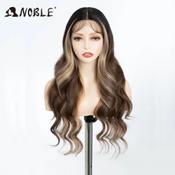 Noble Synthetic Lace Front Wig 28 Inch Highlight Honey Brown Body Wave Wig Cosplay Wigs For Women Lace Wig Lace Wig Synthetic