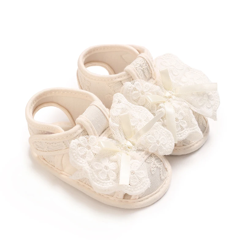 Summer Baby Girls' Princess Style Soft Sole Lace Mesh Flats with Anti-Slip Sole for 0-1 Year Old