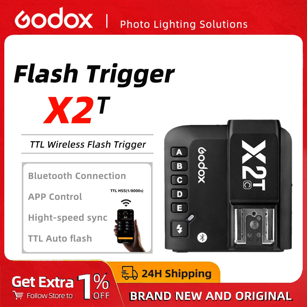 

Godox X2t Wireless Flash Trigger TTL 1/8000s HSS X2T-C X2T-N X2T-S HSS Transmitter for Nikon Sony Canon Fuji Olympus Cameras