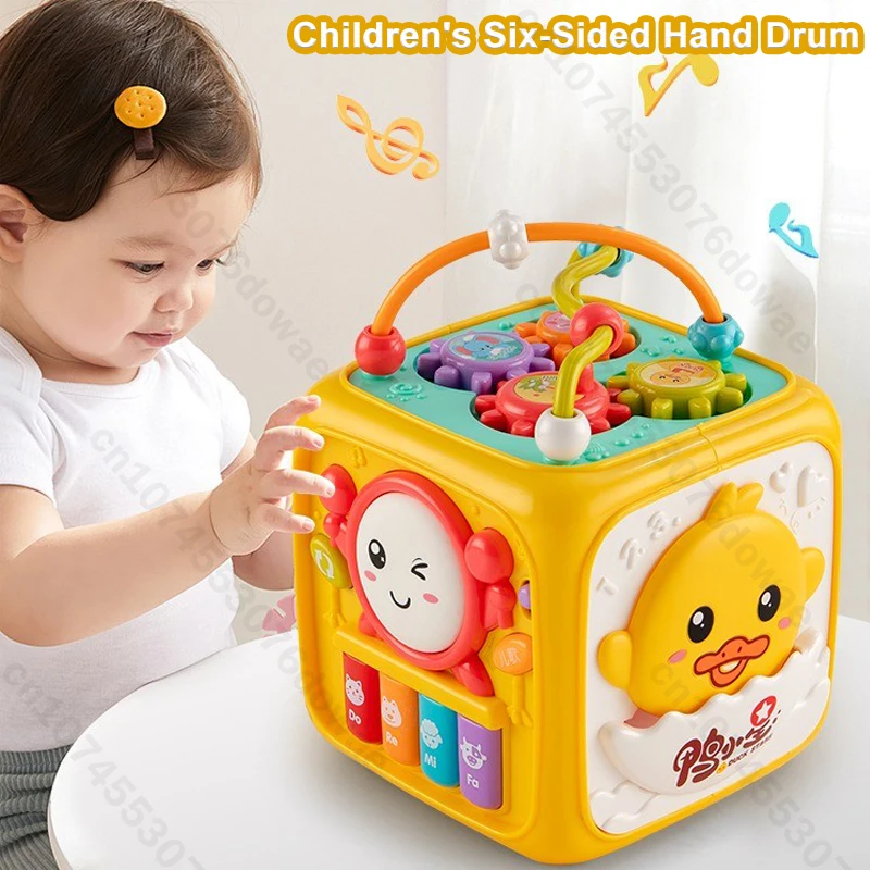 장난감 악기 아기 햄스터 장난감 1세 어린이용 육각형 핸드 드럼 교육용 조기 학습 남아 여아 크리스마스 선물