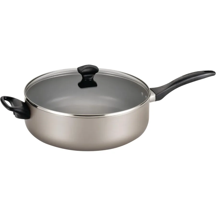 

Dishwasher Safe Nonstick Jumbo Cooker Saute Pan with Helper Handle for LargeVolume Cooking and Easy Serving 6 Quart Capacity in