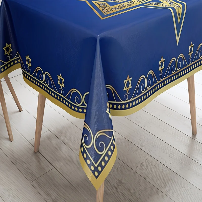 سعيد Passover مفرش المائدة مقاوم للماء عطلة ديكور حفلة النجمة اليهودية داود مستطيل مفرش طاولة المطبخ طاولة طعام ديكور #4