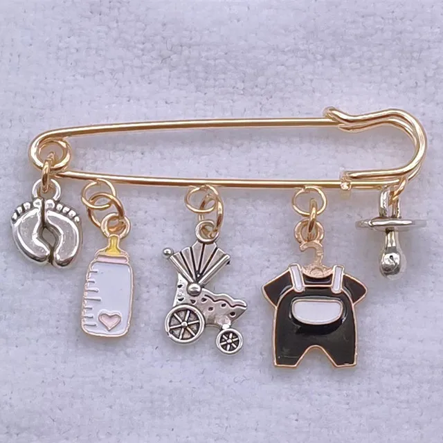 Cross border hot selling baby stroller and bottle, foot nipple, clothing combination, brooch, cartoon personality pin