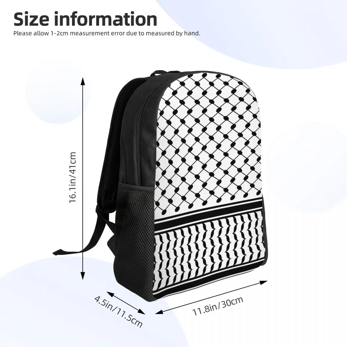 Custom Palestinians Keffiyeh Backpack for Boys Girls Tradition School College Travel Bags Women Men Bookbag Fits 15 Inch Laptop