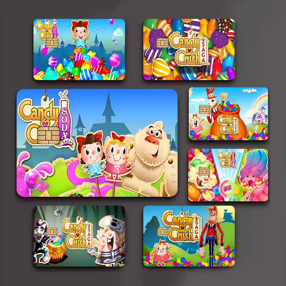 C-Candy Crush Saga Anime Front Cover Film Sticker Skin for Credit Debit Card Small Large Chip