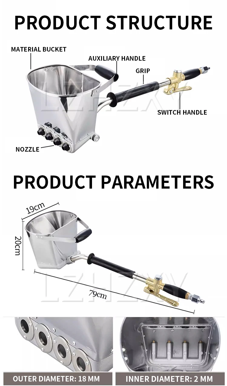 Mortar Spray Gun Wall Cement Spray Gun Plaster of Paris Hopper Spra y Gun Textur