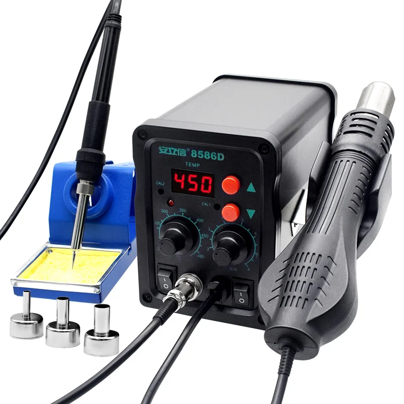 Hot air gun two in one 8586D electric soldering iron digital display thermostat welding station electronic welding repair tool