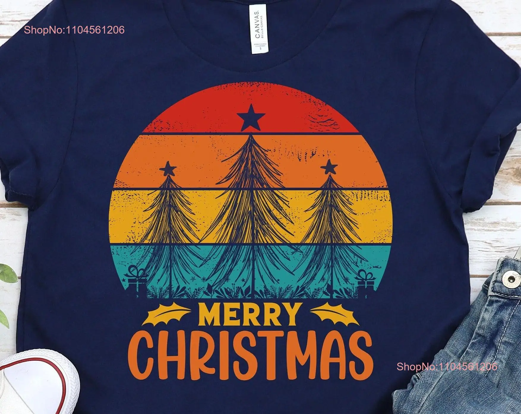 

Christmas T Shirt Merry Family Holiday Matching Tree Xmas long or short sleeves